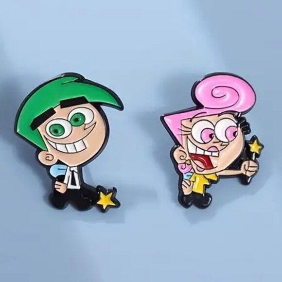 Fairly Odd Parents Enamel Pin Wanda Cosmo Fairy Nickelodeon Cartoon Goth Emo Y2K - Picture 1 of 3